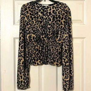 NWOT Zara animal print blouse size small
